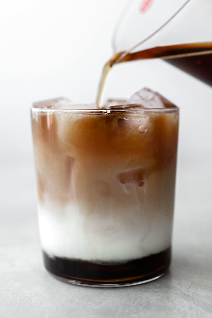 Layered iced coffee with brown sugar