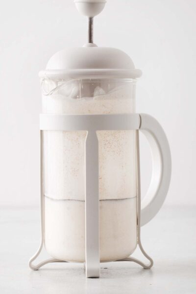 French press with brown sugar cold foam. 