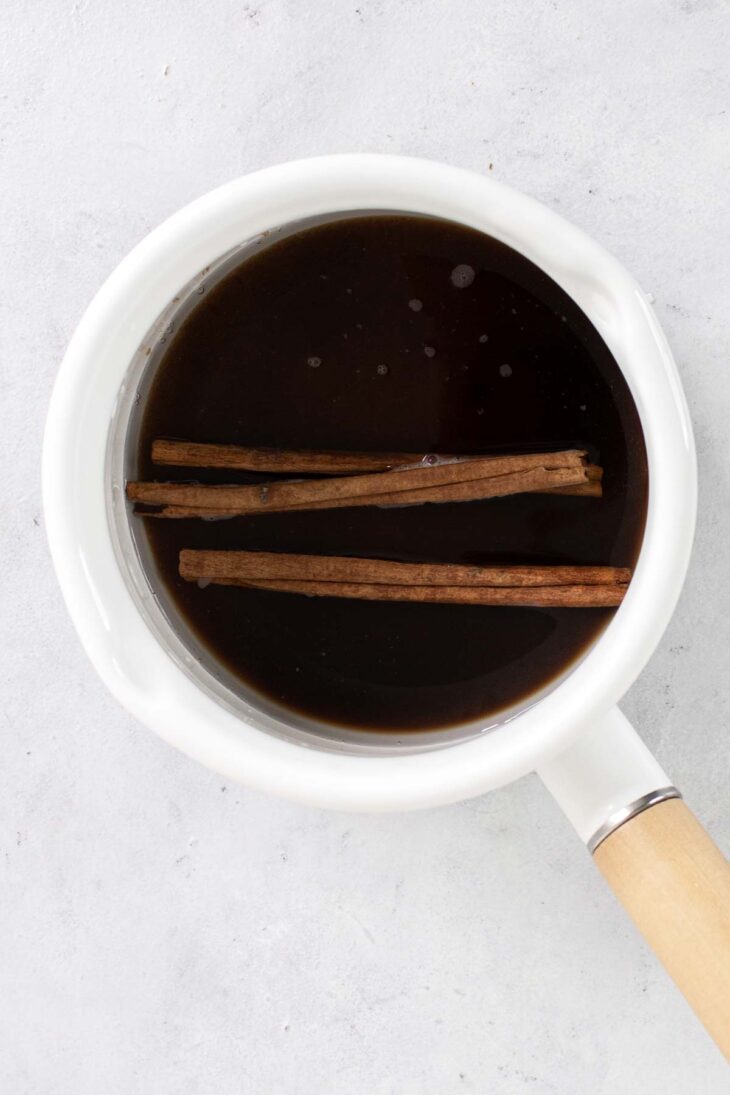 Cinnamon sticks in simple syrup.