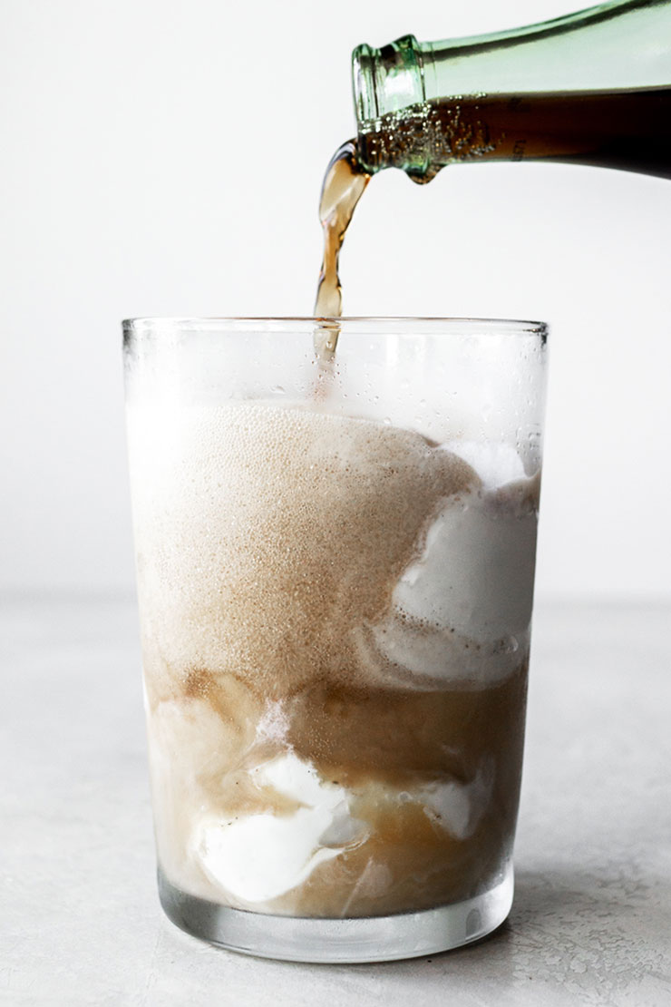 Cold brew coffee Coke float in a cup