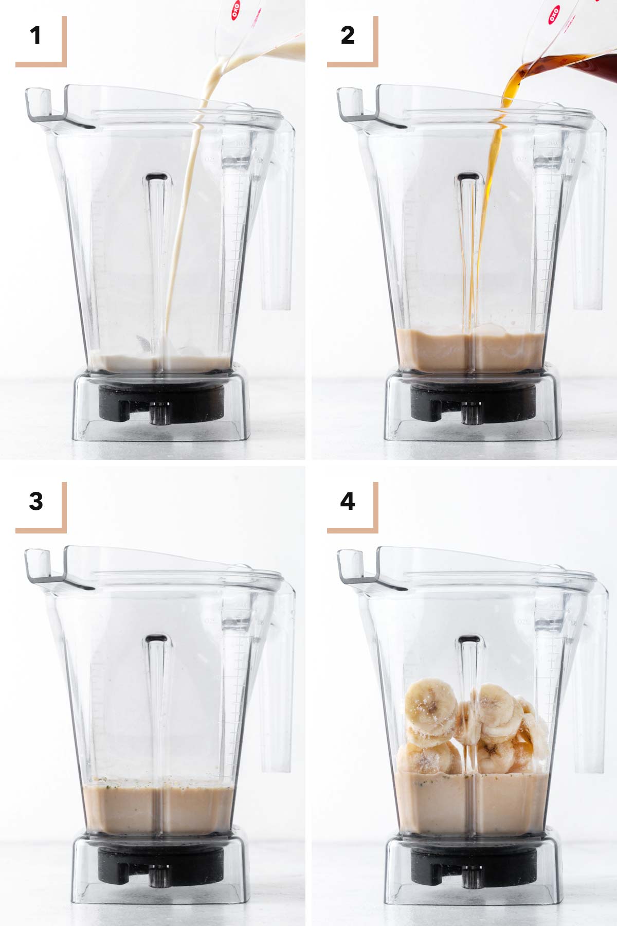 Steps for making a coffee smoothie.