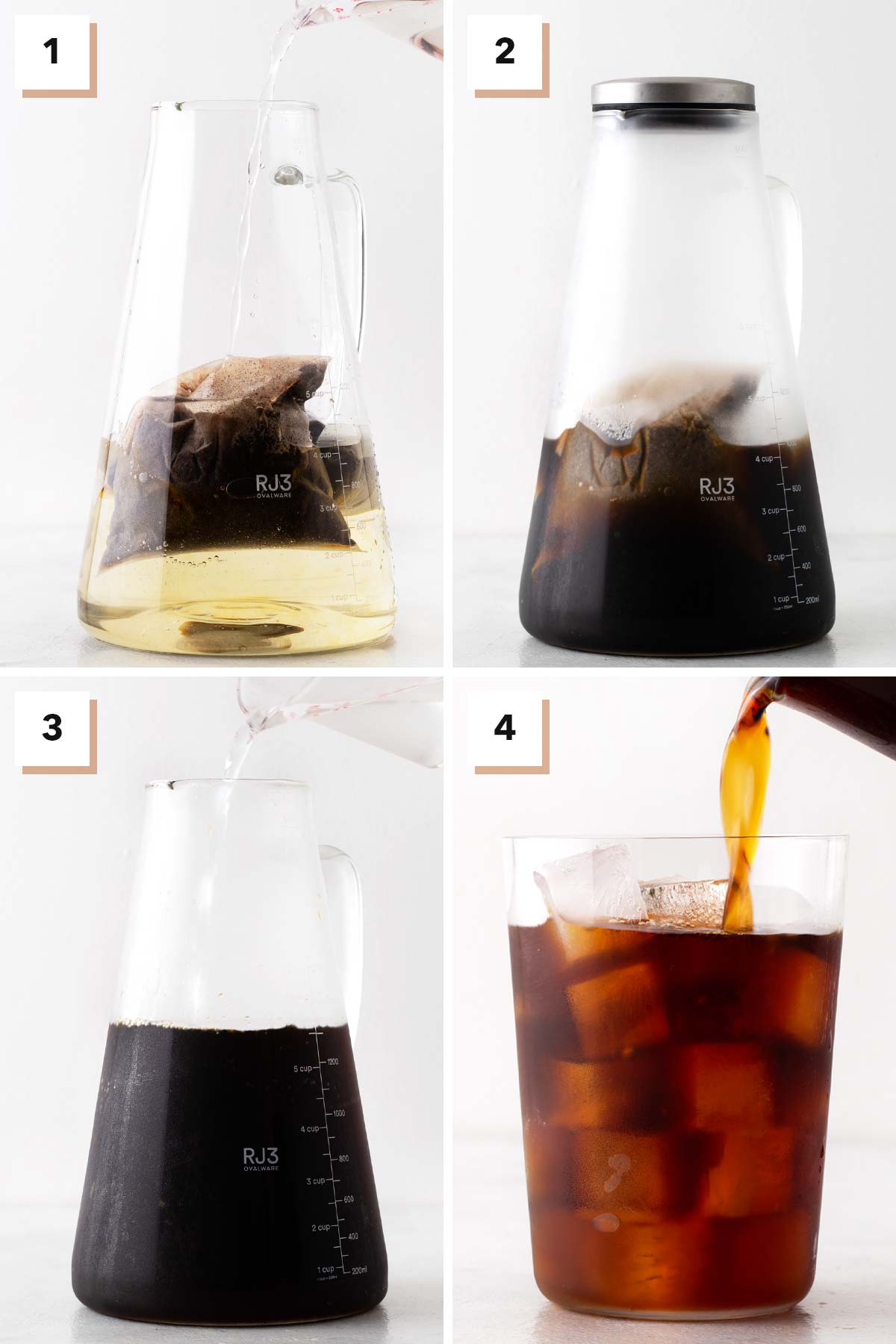 Four steps to make Dunkin' Cold Brew Copycat.