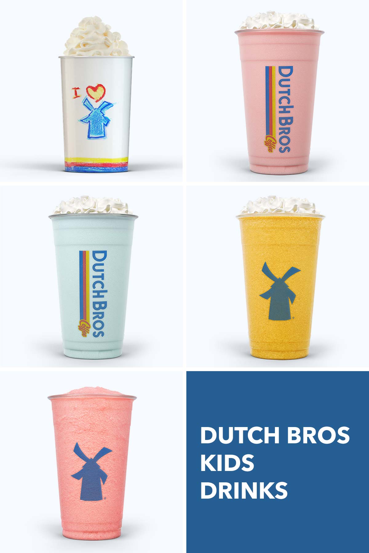 Five Dutch Bros drinks.