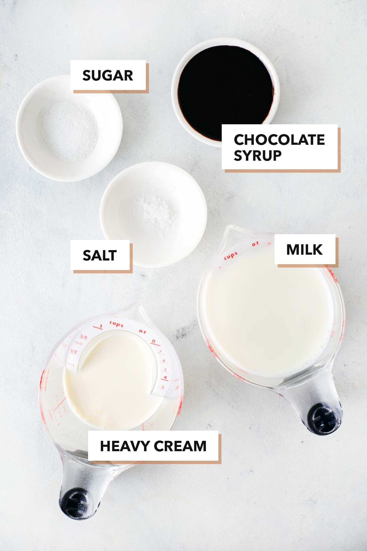 Ingredients to make a hot chocolate.
