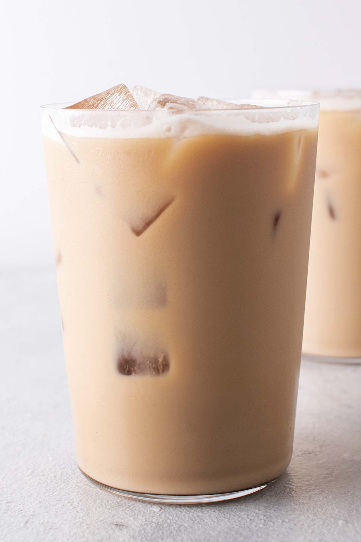 Starbucks Iced Vanilla Latte in a glass.