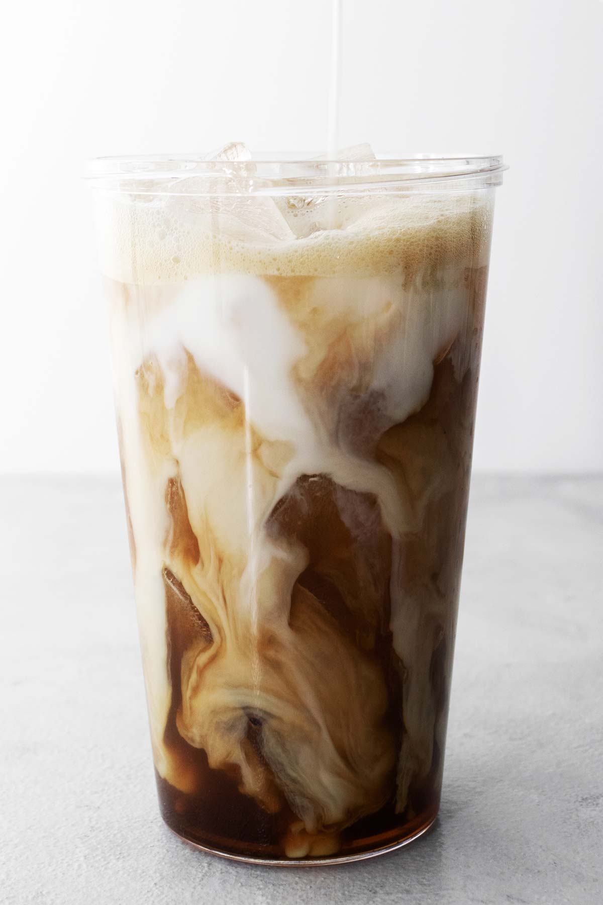 Starbucks Iced Shaken Espresso copycat drink in a 16 ounce cup.