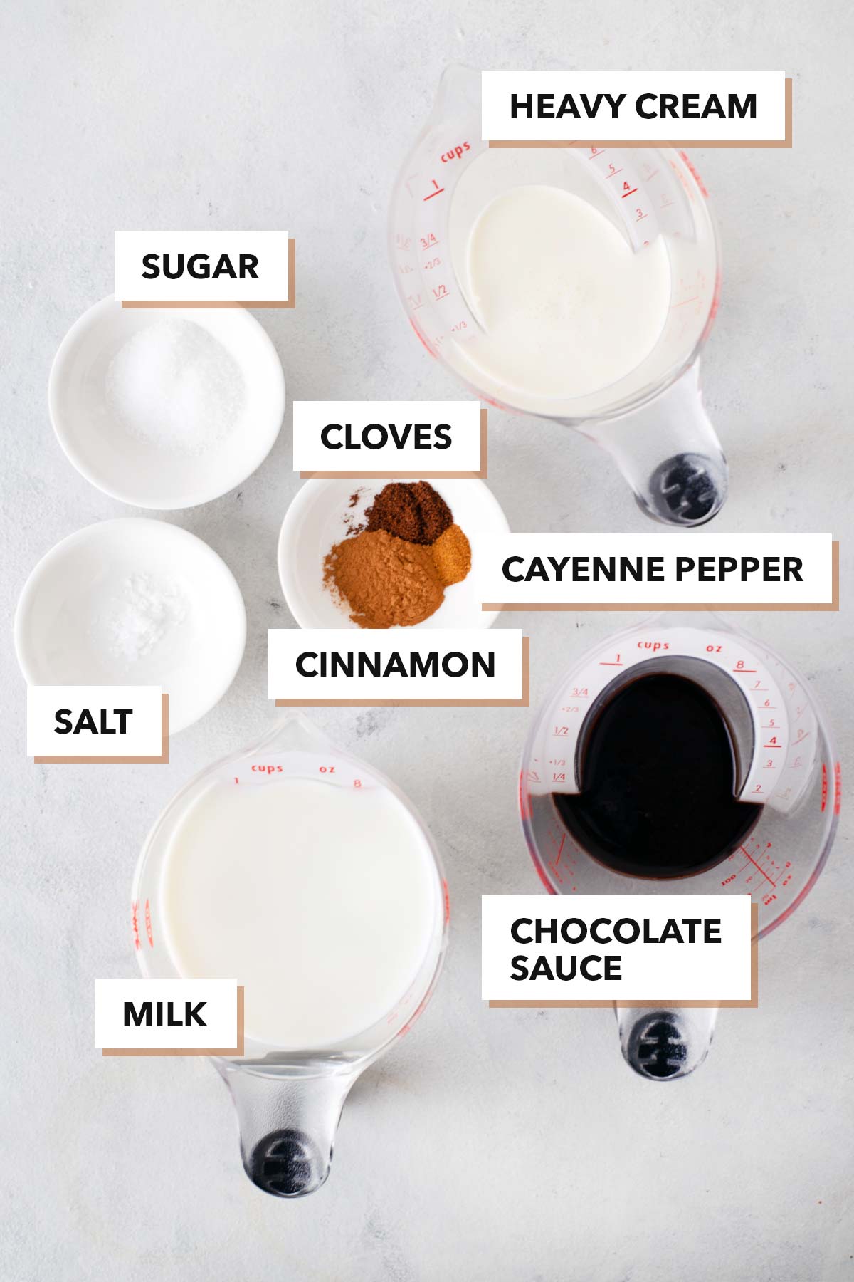 Mexican hot chocolate ingredients.