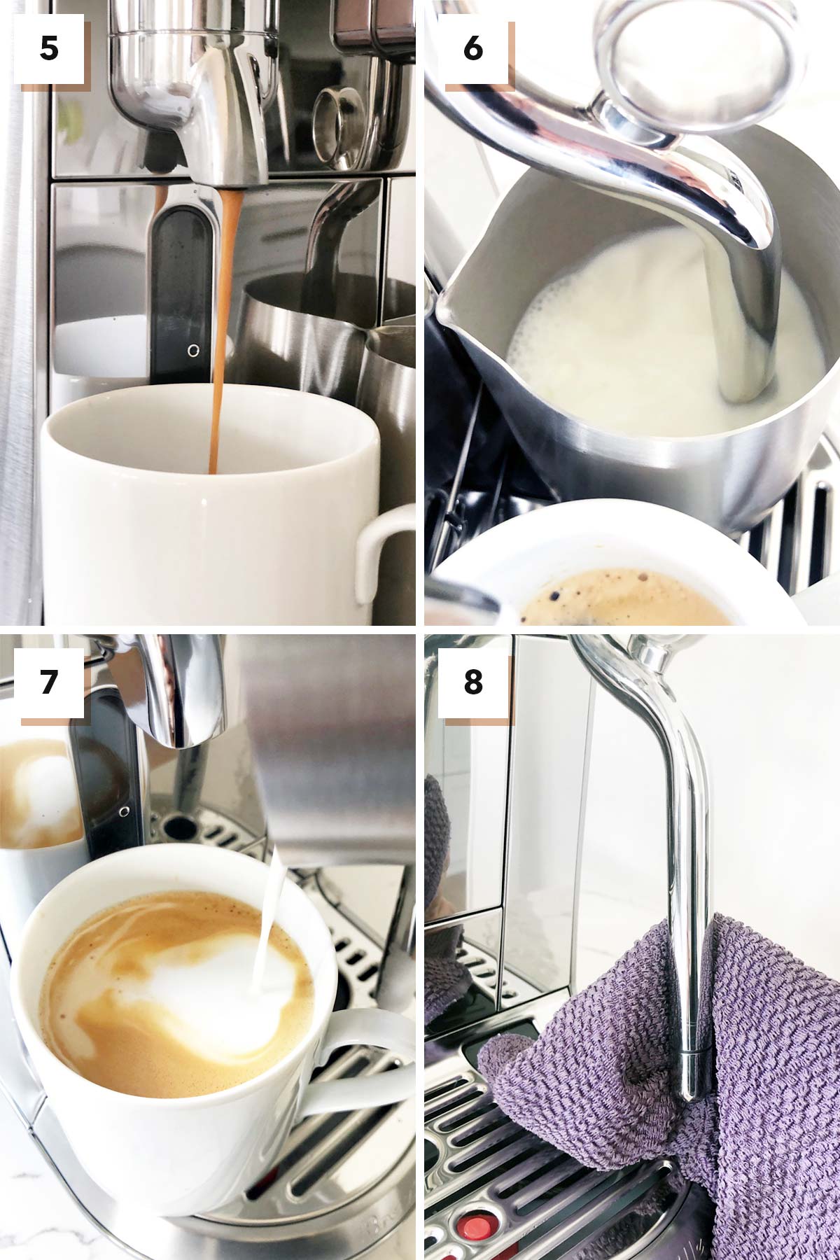 Nespresso Creatista Plus second part of step-by-step to making your first latte drink.