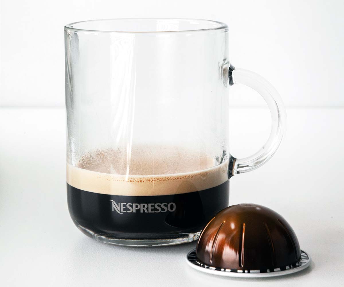 Nespresso Double Espresso Chiaro in a mug.