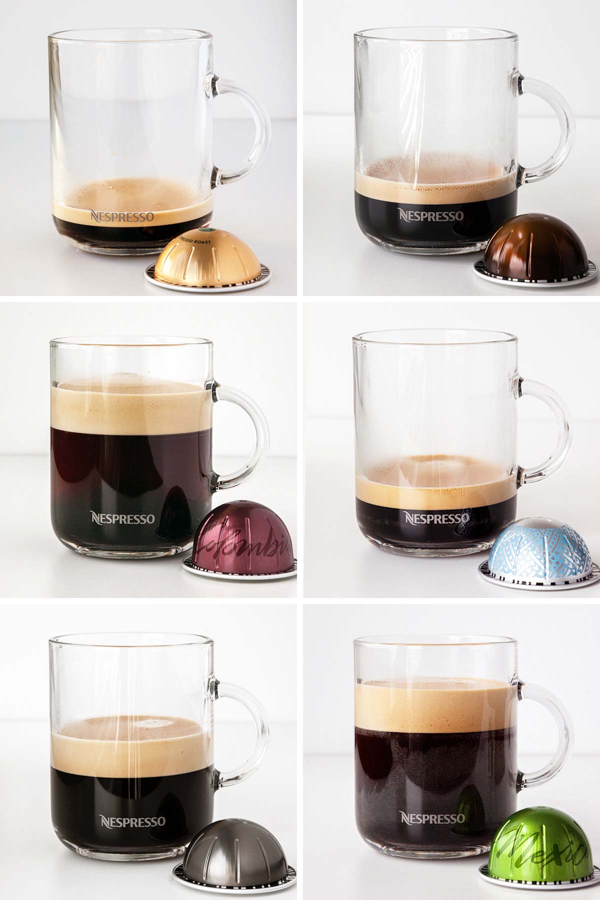 Nespresso mugs with different coffee in each one.