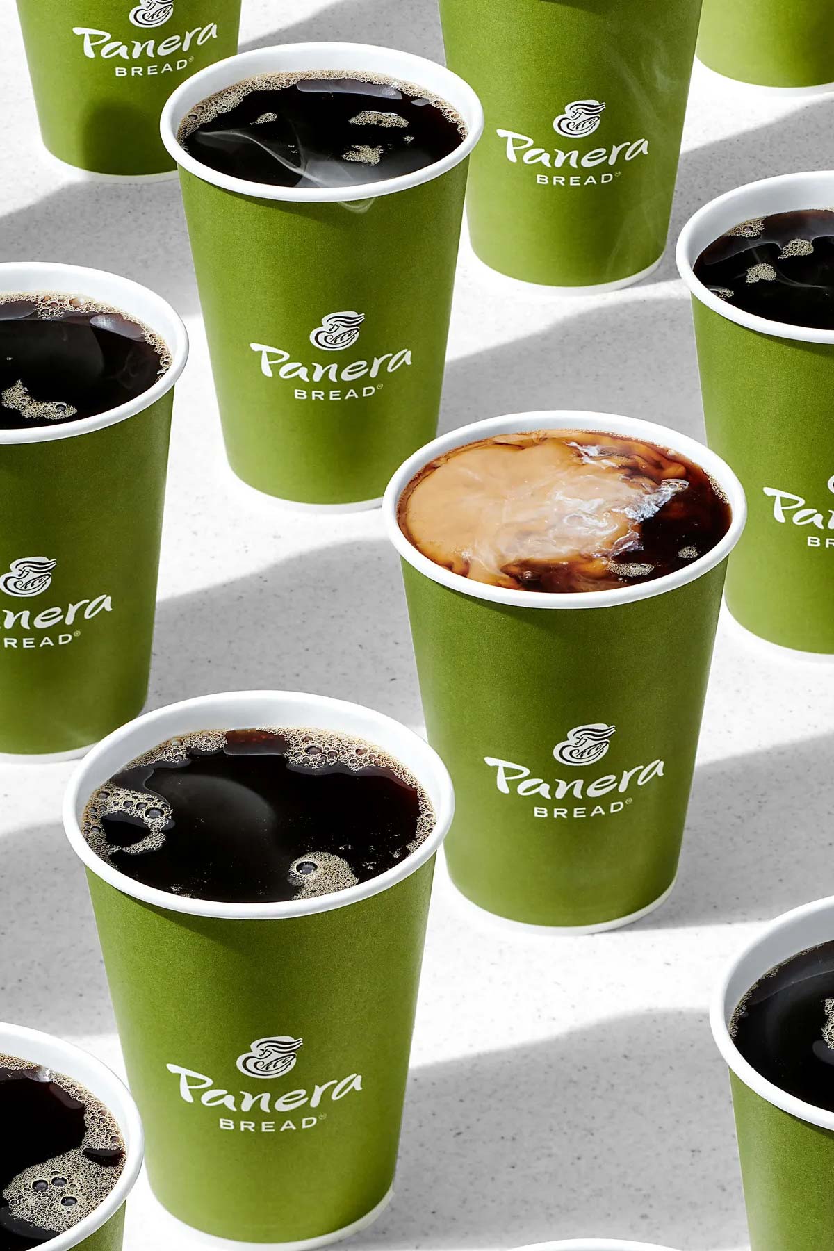 Cups of Panera coffee.