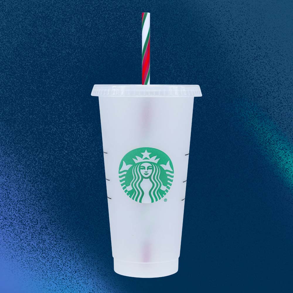 Cold Cup with Color Changing Stripe Straw.