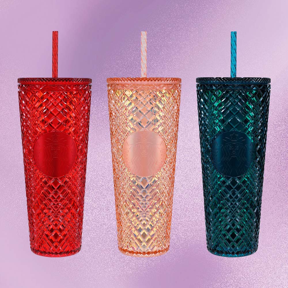 Three Starbucks Jeweled Cold Cups.