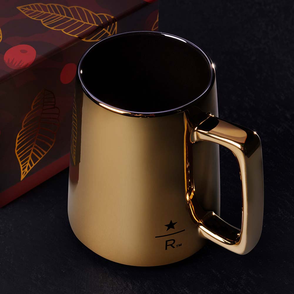 Starbucks Reserve Ceramic Gold Mug .