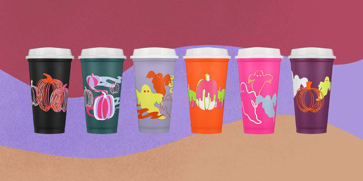 Starbucks Halloween Reusable Hot Cup 6 Pack (16 oz).