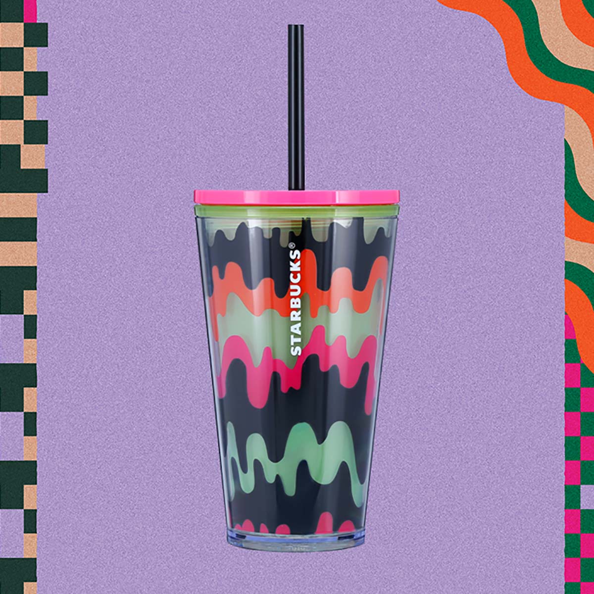Starbucks Multicolor Drip Cold Cup (16 oz).