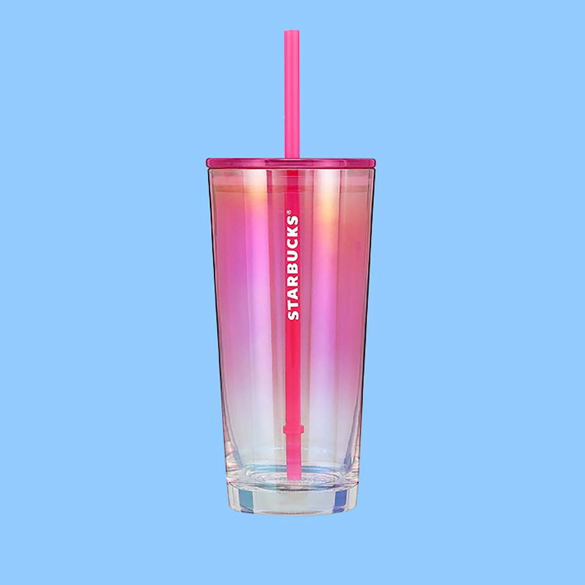 Starbucks Bubblegum Pink Gradient Glass Cold Cup (18 oz).