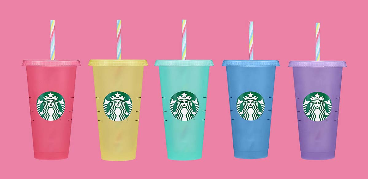 Starbucks Mystery Color Changing Cold Cup Pack (6-Pack) (24 oz).
