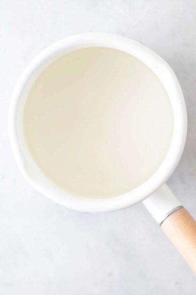 Sugar and water in a sauce pan. 