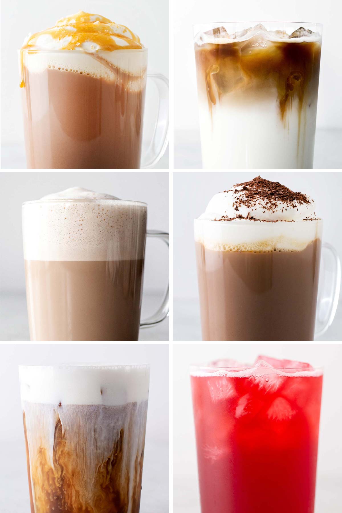 6 Starbucks copycat recipe drinks.