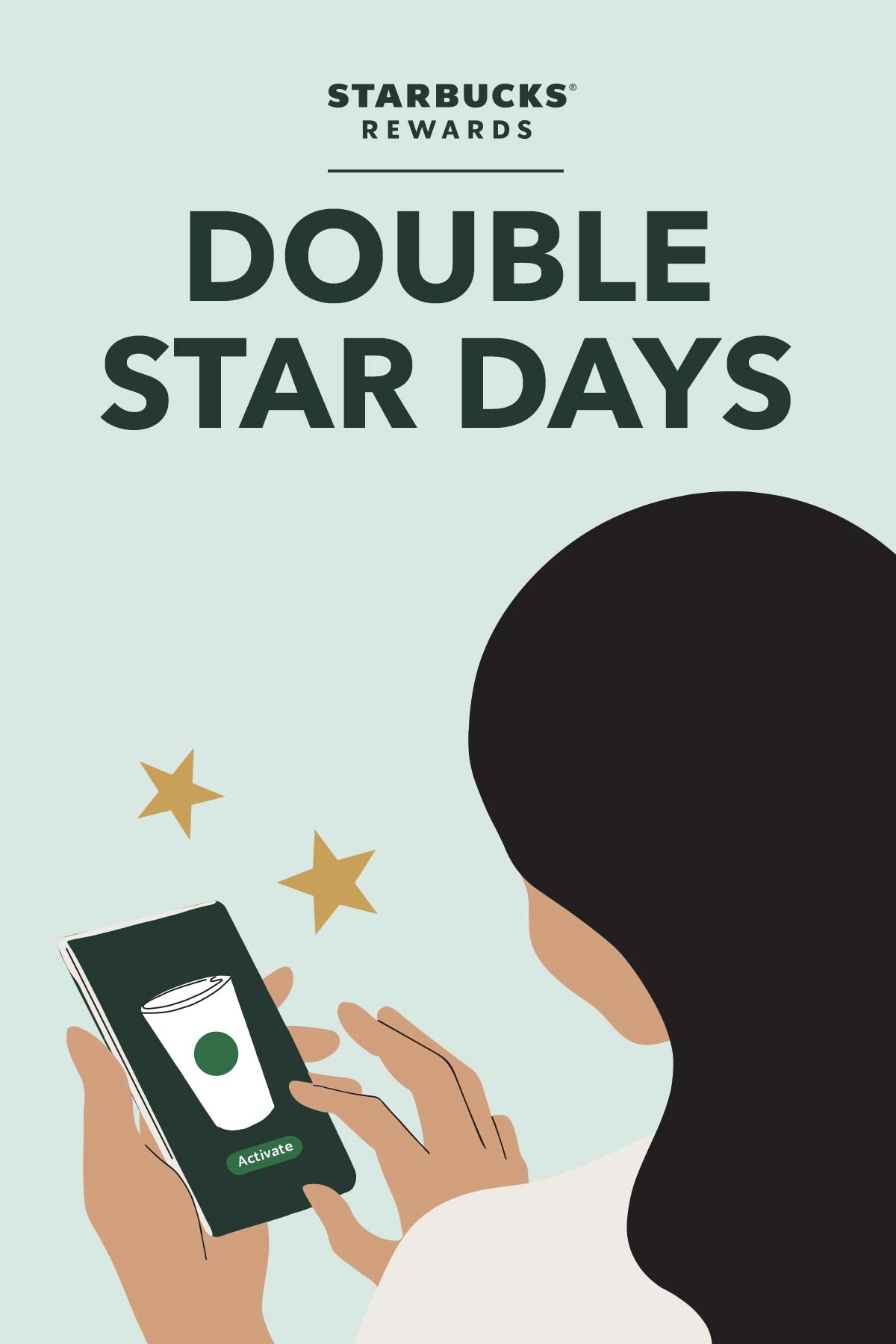 Double Star Days text with Starbucks logo and illustration.
