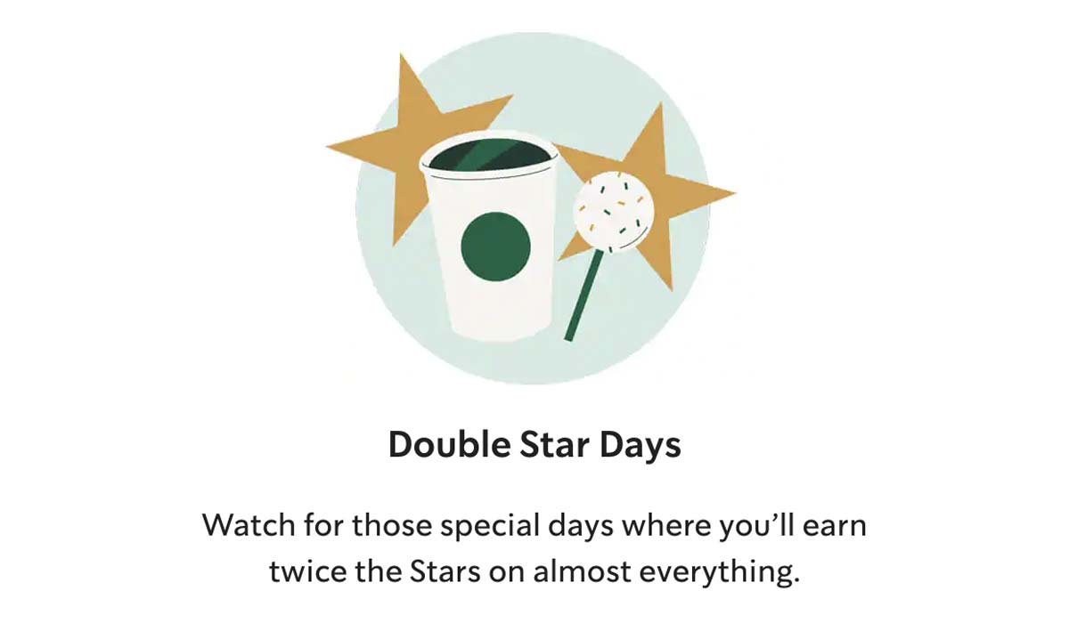 Double Star Days info on Starbucks.