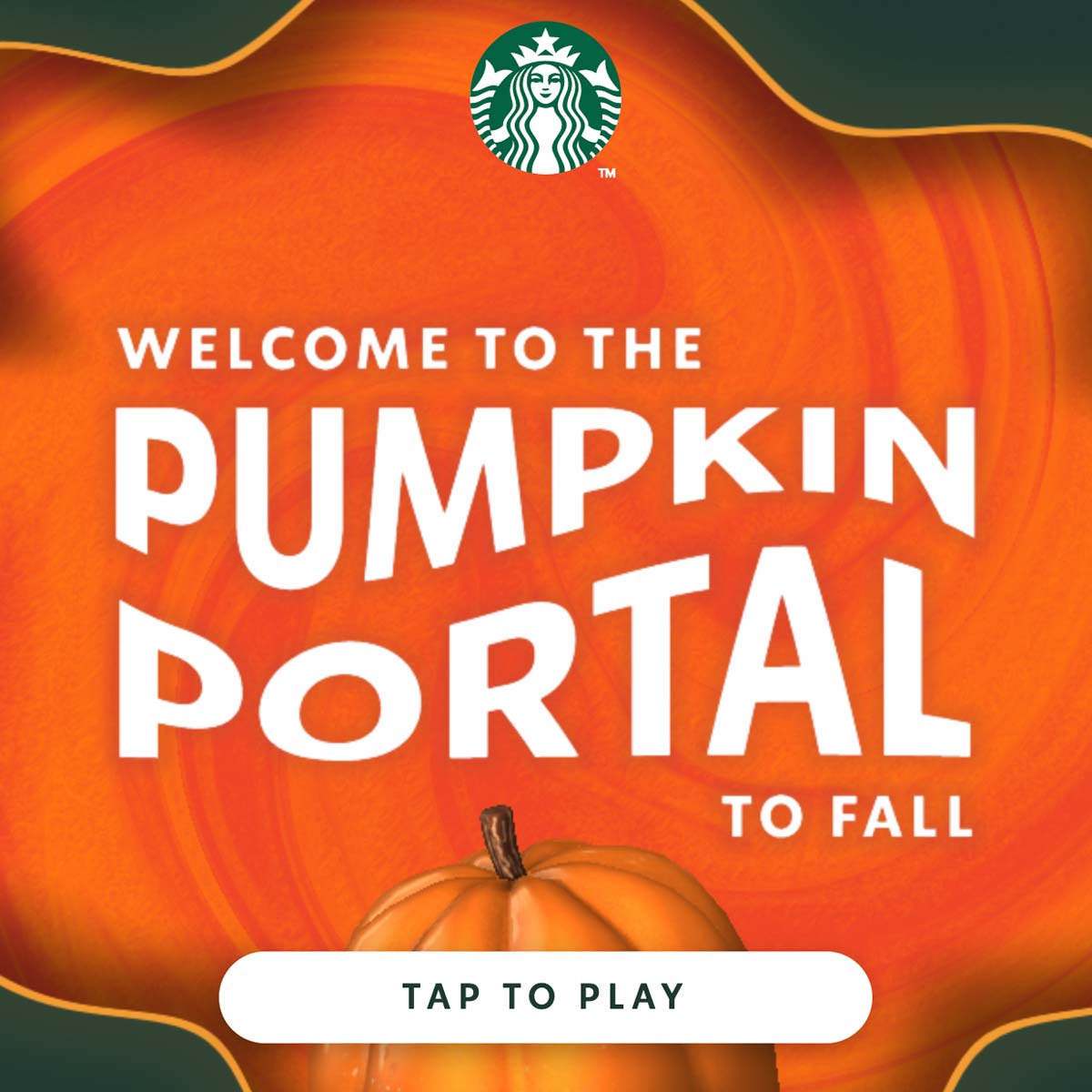 Starbucks Pumpkin Portal to Fall game intro page.
