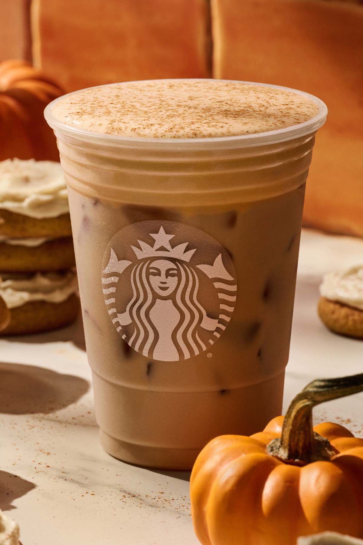 Iced Pumpkin Cream Chai Tea Latte Starbucks drink.