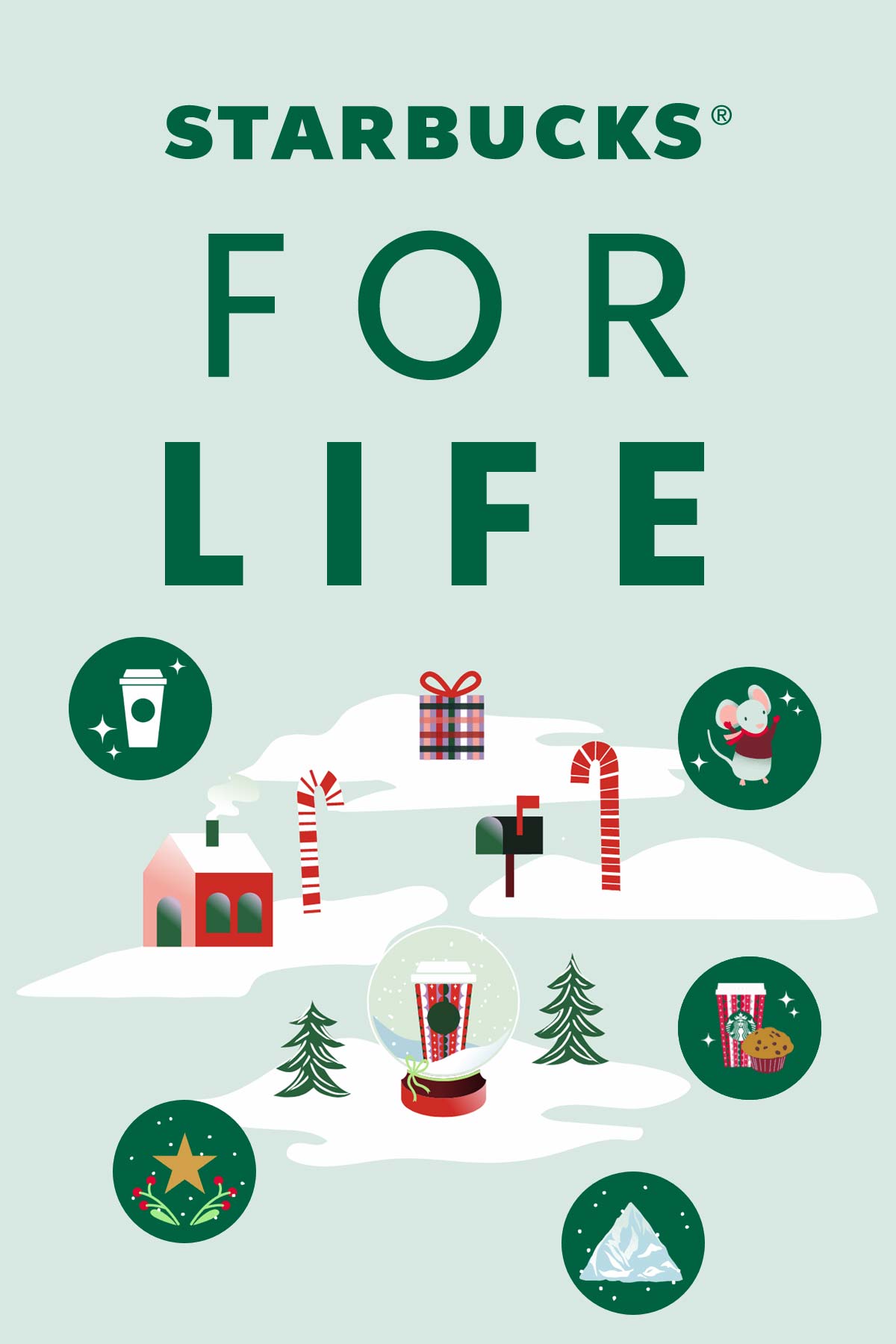 Starbucks for Free graphic with holiday illustrations.