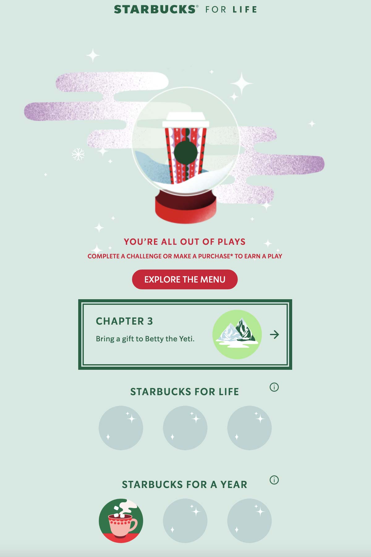 Starbucks for Life game site.