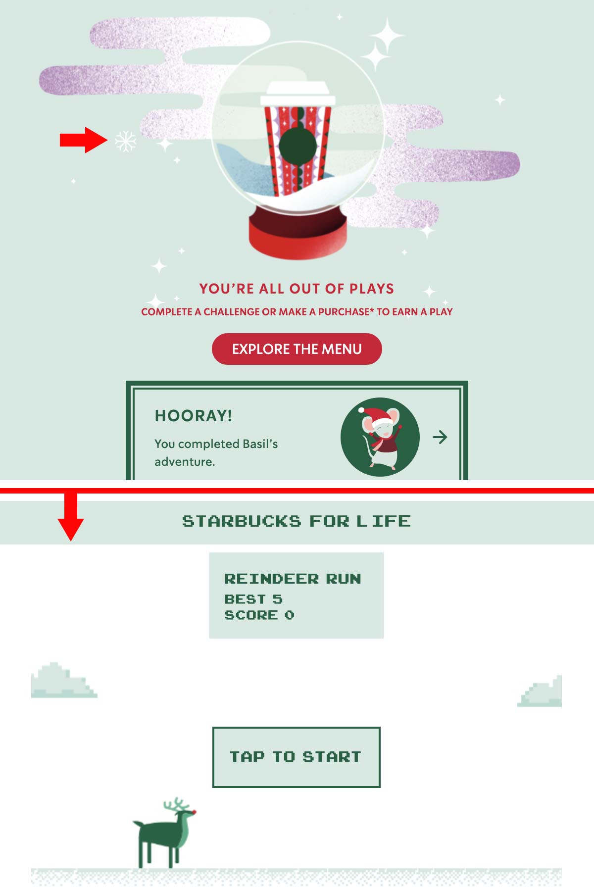 Starbucks for Life Reindeer Run game.