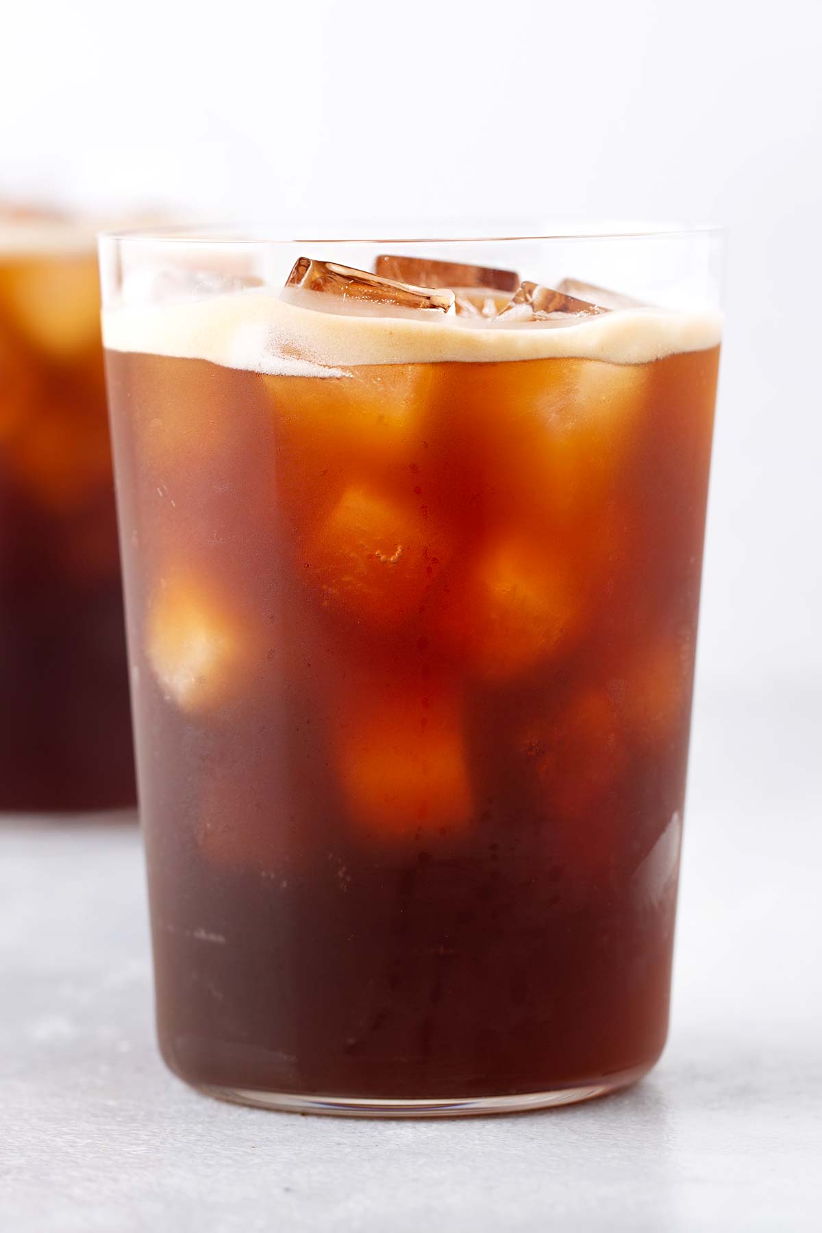 Starbucks Iced Americano Copycat in a clear glass.