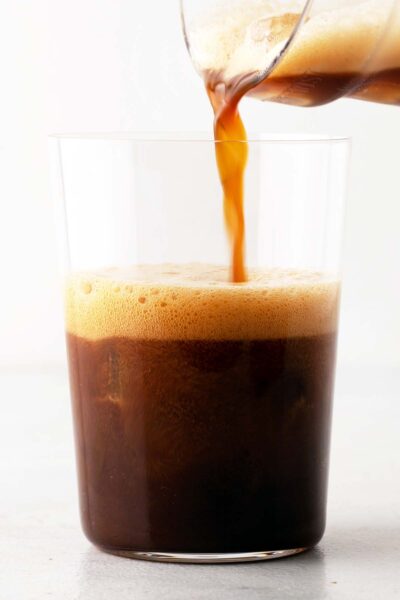 Iced brown sugar espresso poured into a cup. 