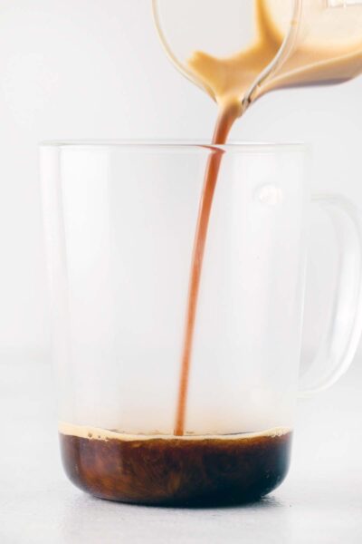 Espresso poured into a cup. 