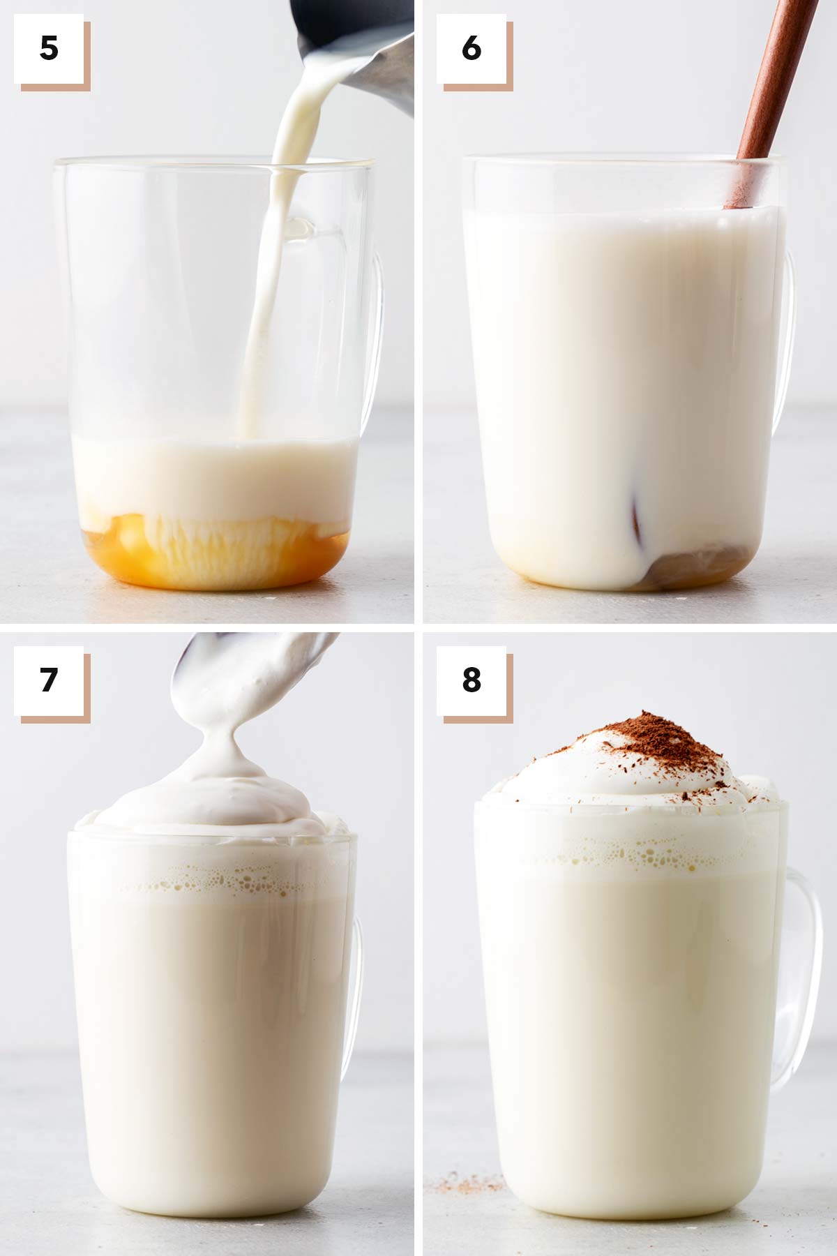 Final four steps to make Starbucks Peppermint White Hot Chocolate Copycat.