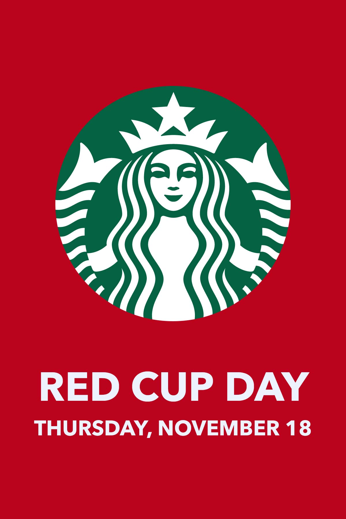 Starbucks logo on red background.