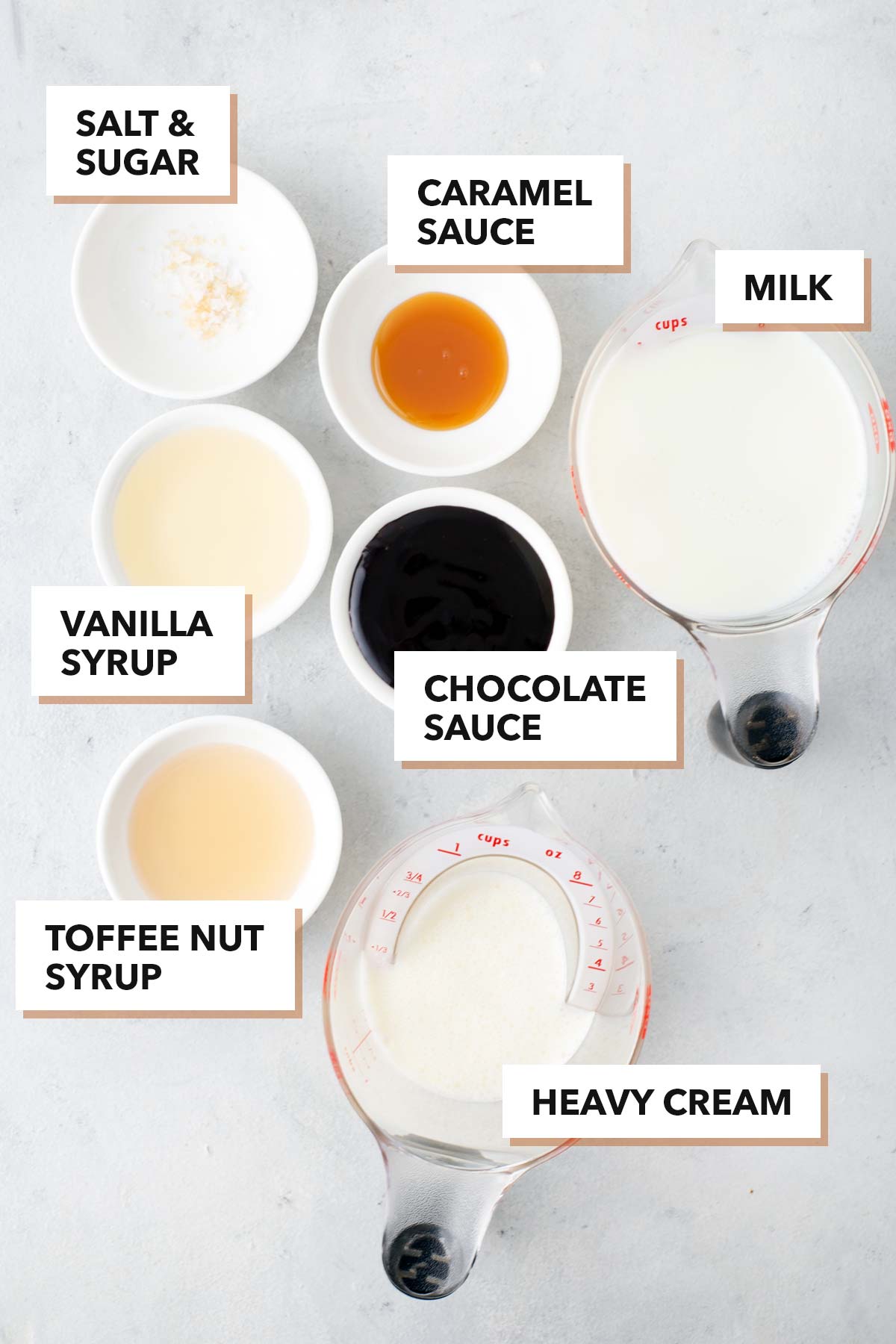 Salted Caramel Hot Chocolate ingredients.