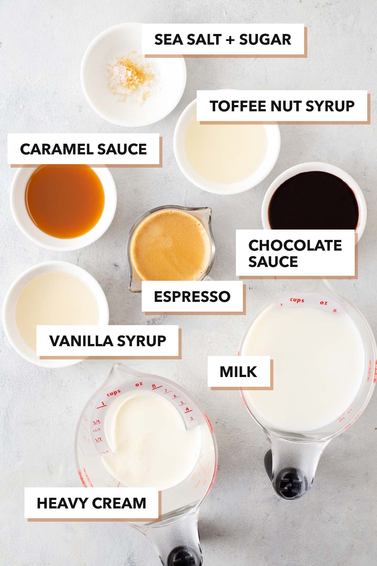 Starbucks Salted Caramel Mocha copycat recipe ingredients.