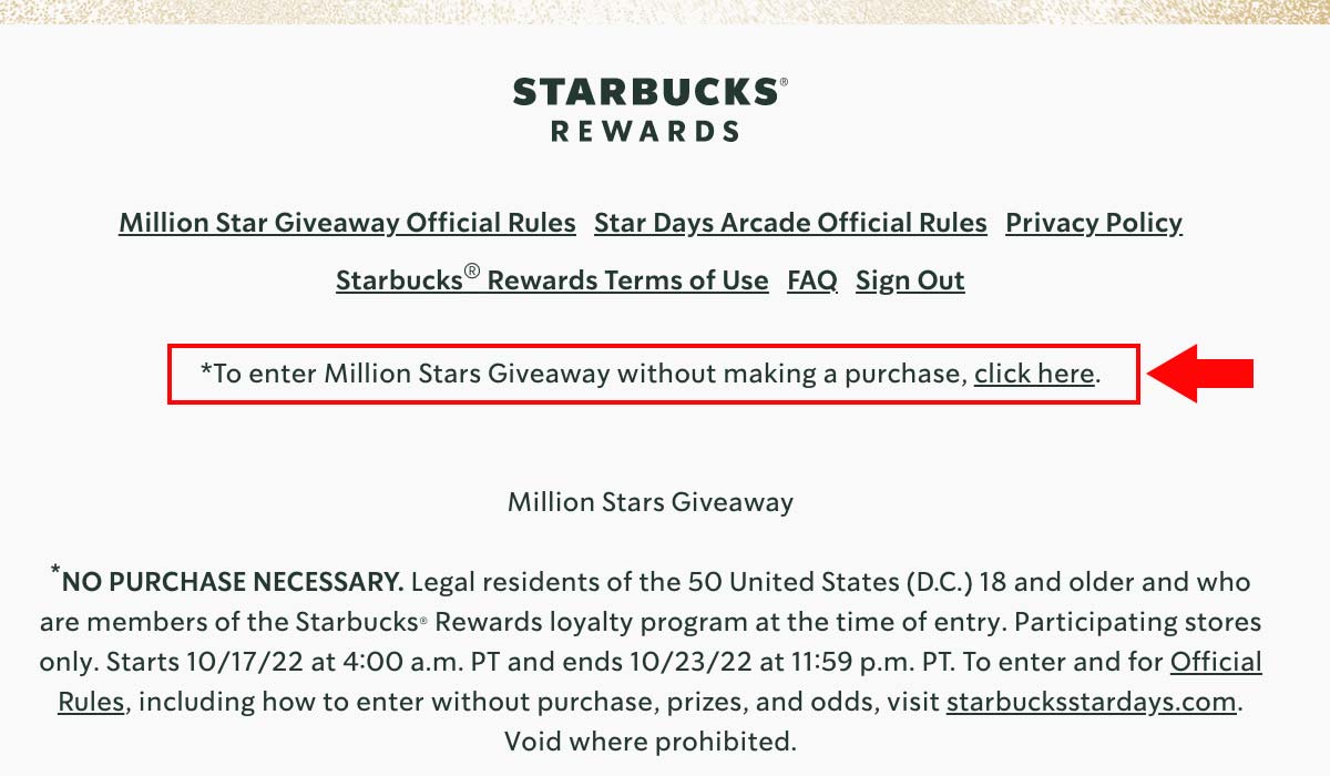 How to play Starbucks Star Days Giveaway for free.
