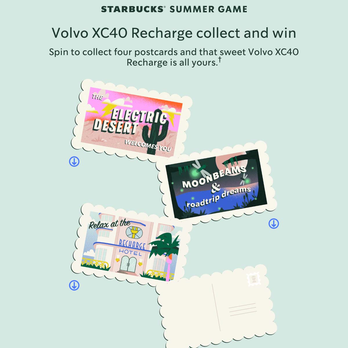 Starbucks Summer Game postcards game pieces.