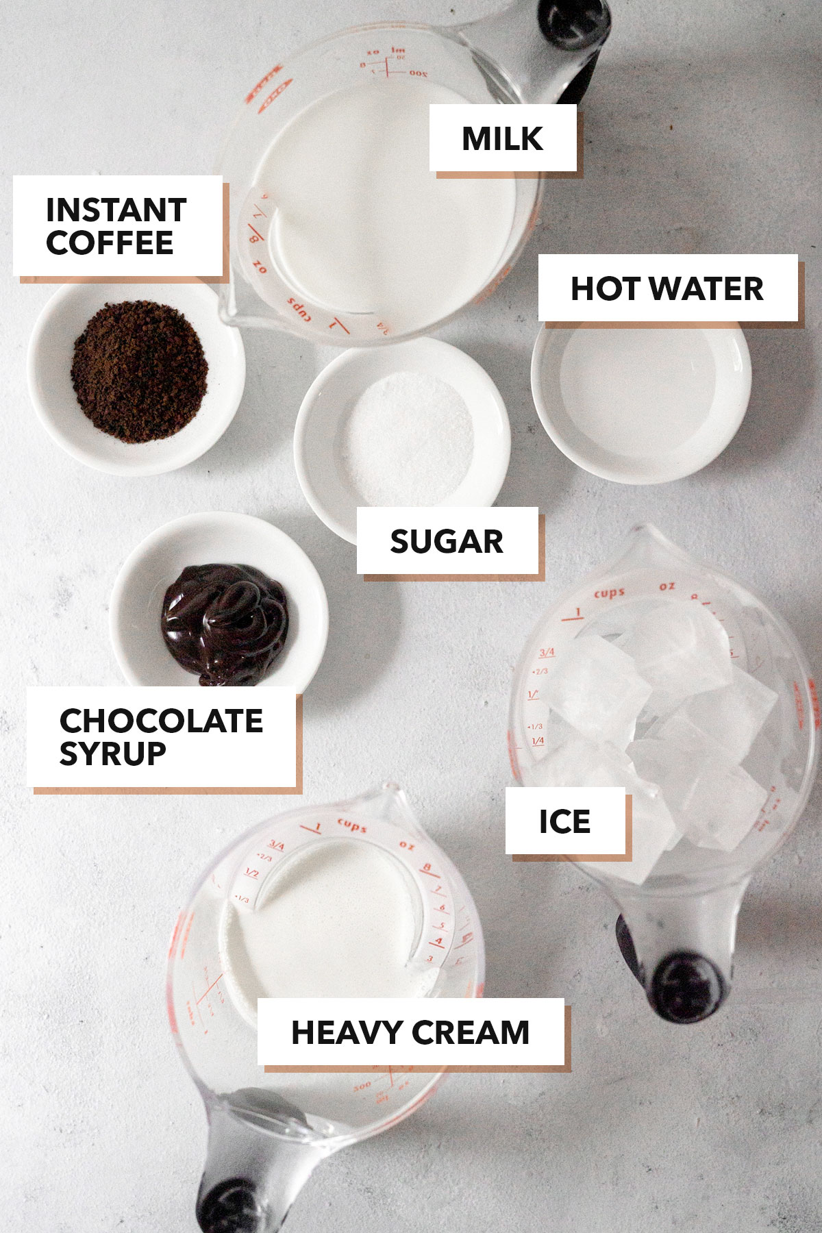 Whipped mocha ingredients.